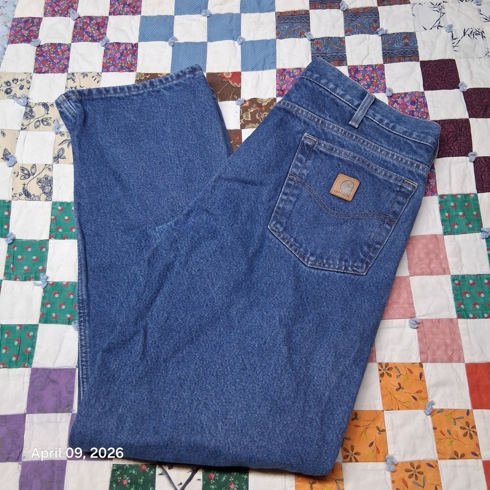 Carhartt B172 DST‎ Flannel Lined Relaxed Fit Jeans Mens Sz 35x32 Dark Stone Wash